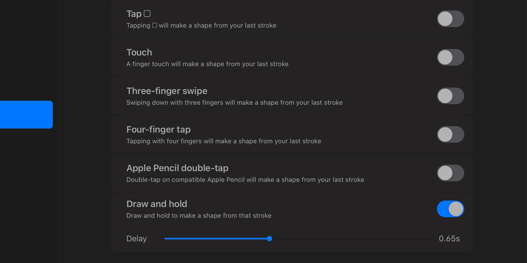 Contrôles gestuels de Procreate