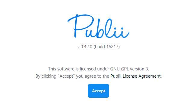 nhắc chấp nhận giấy phép Publii GPLv3 trên Windows 10