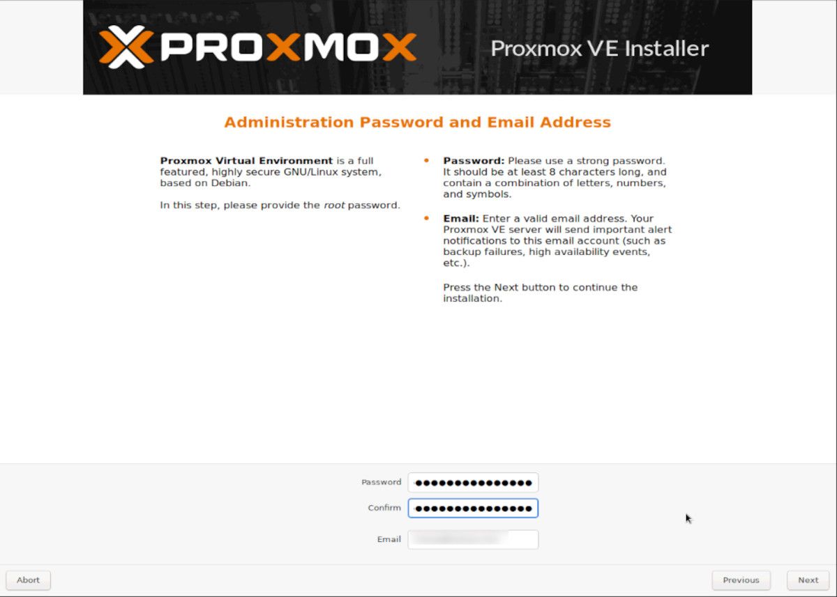 setting admin password on proxmox