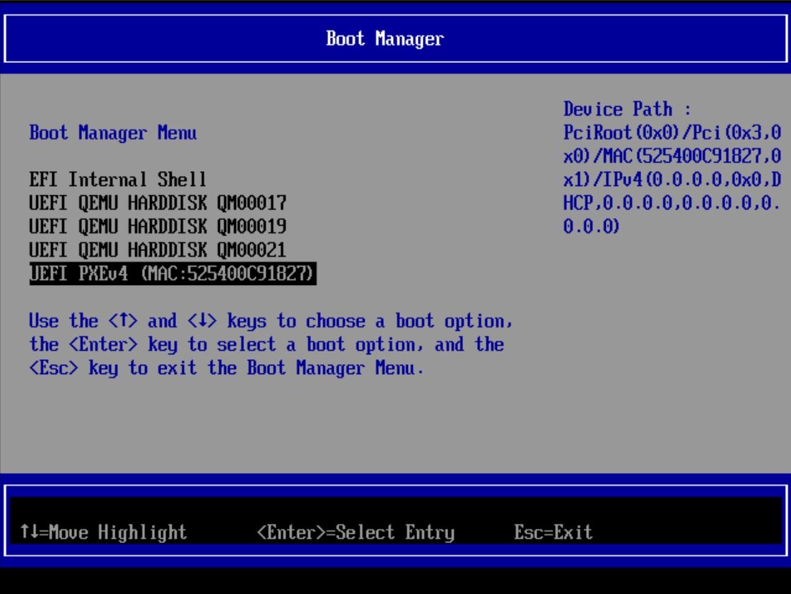 pxe boot bios uefi settings boot manager page