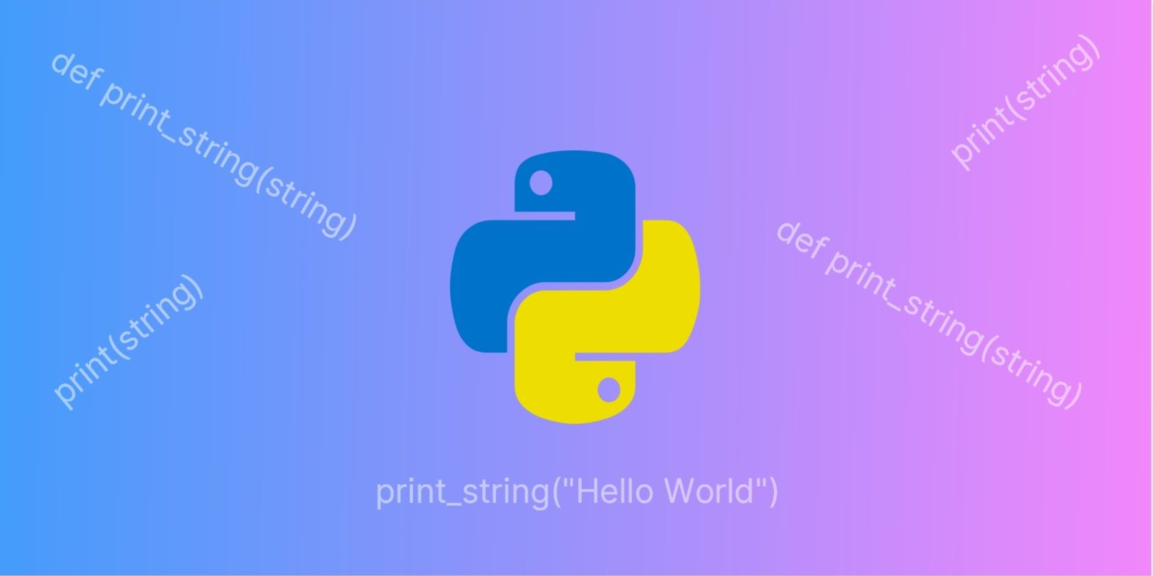 python logo with python functions scribbled around it