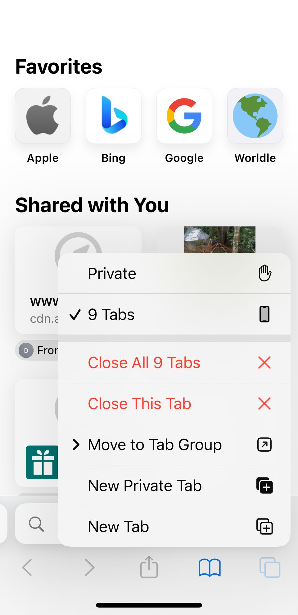 Safari Tab options in iOS