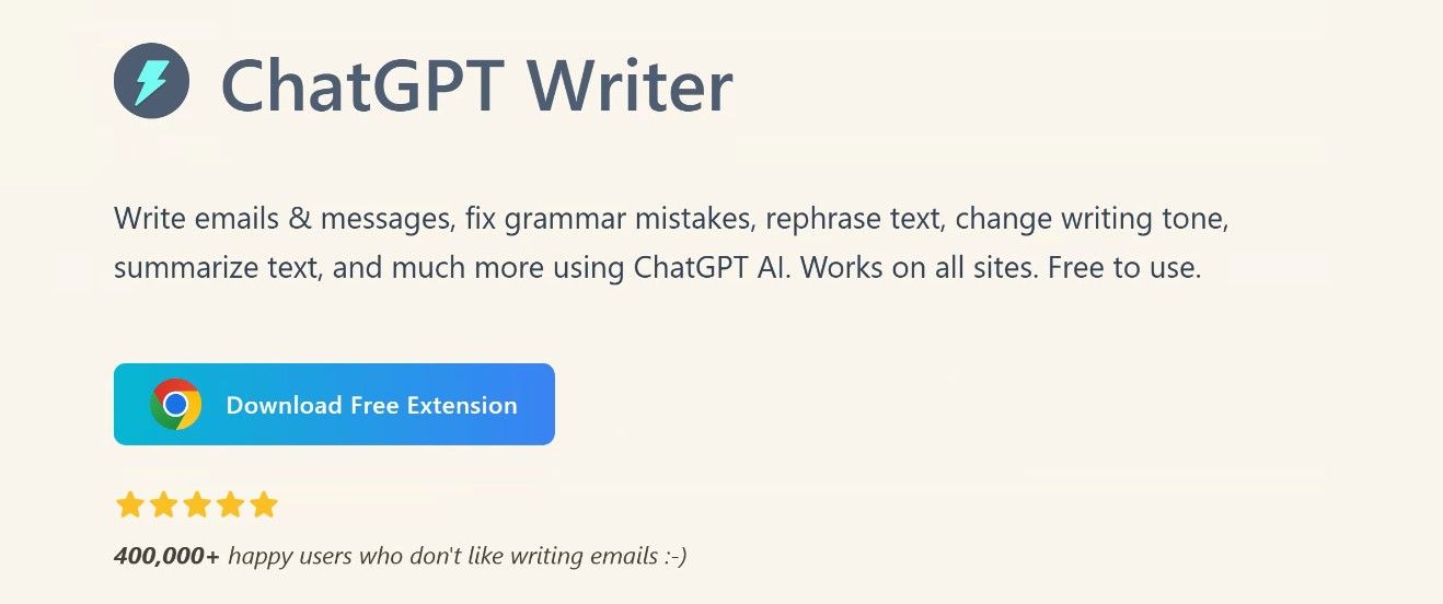Screenshot ChatGPT Writer home