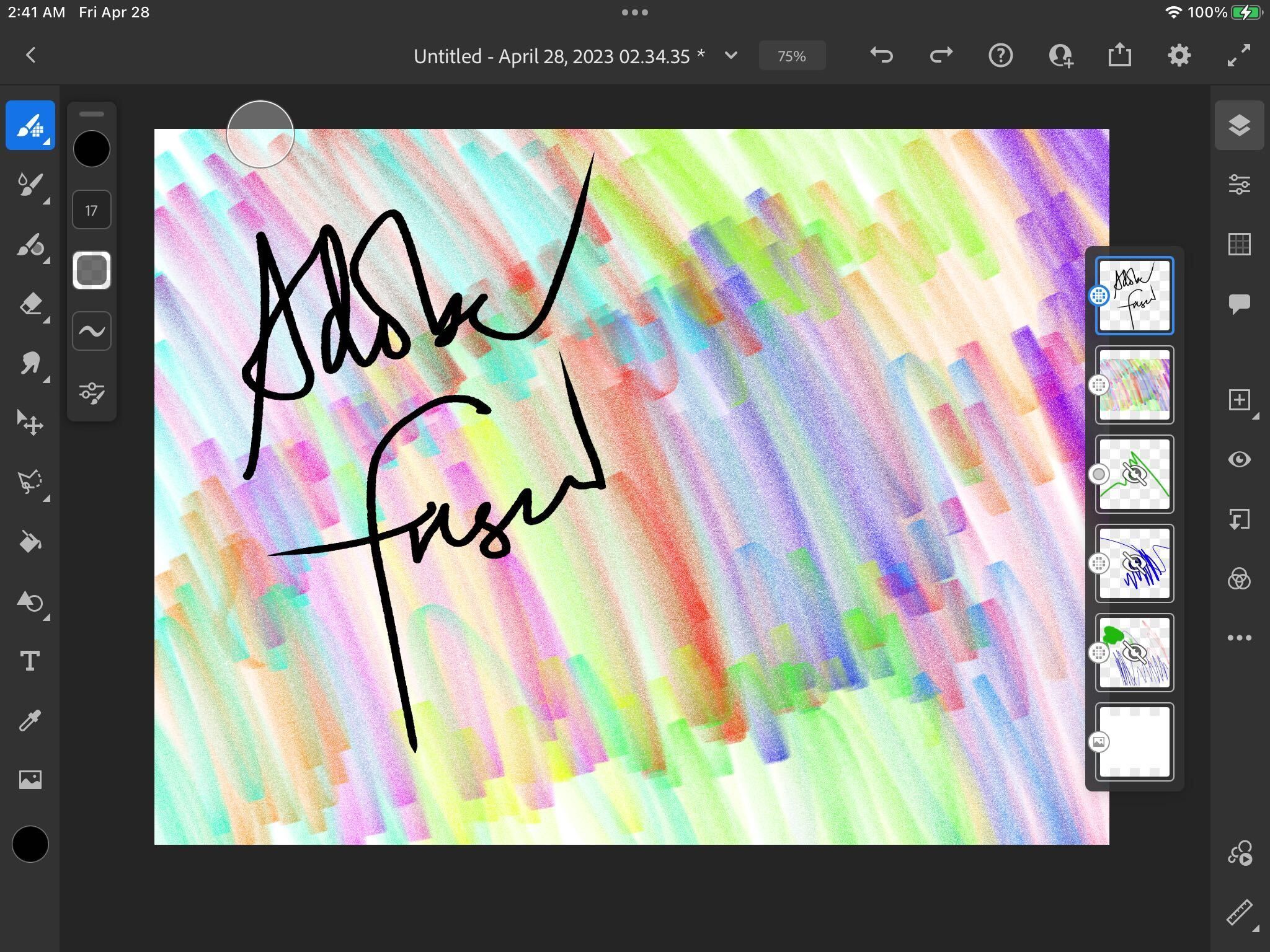 screenshot of Adobe Fresco on an iPad screen