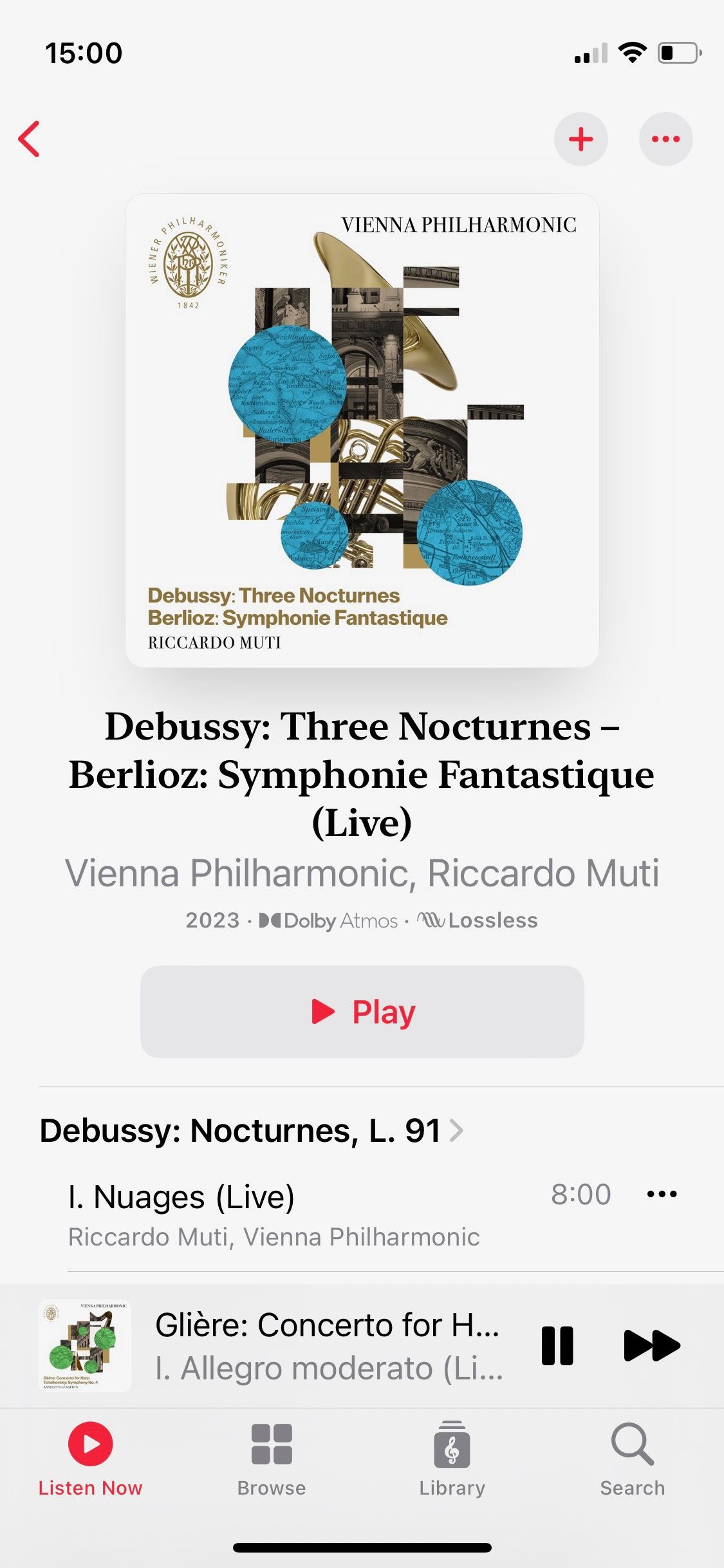 Screenshot of Apple Music Classical exclusive album by Vienna Philharmonic