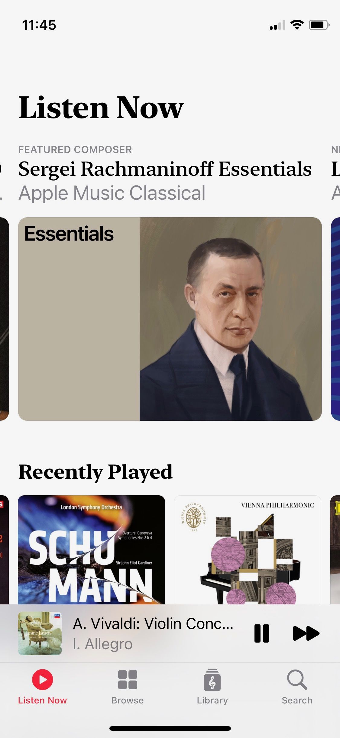 Screenshot of Apple Music Classical Featured composer section