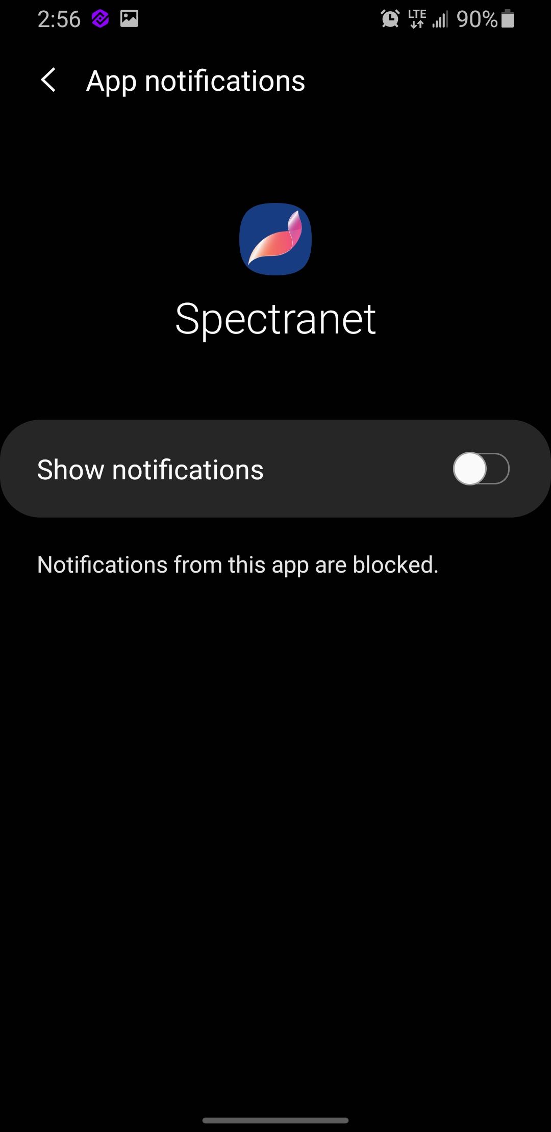 Screenshot of "Show Notification" Settings for an App