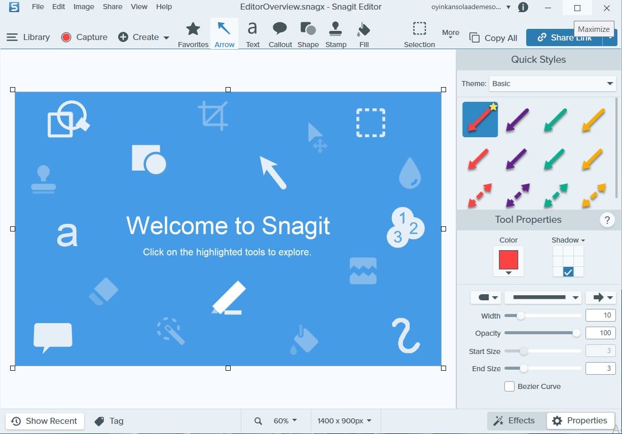 Screenshot Showing SnagIt Editor