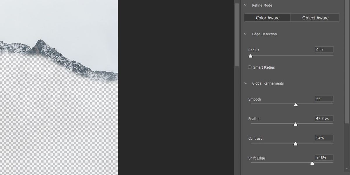 The Location of the Shift Edge Tool In the Select & Mask Workspace In Photoshop