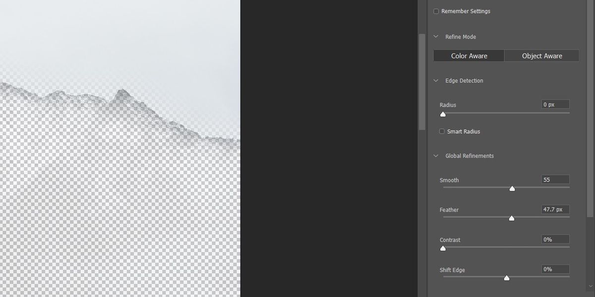 The Location of the Smooth Tool In the Select & Mask Workspace In Photoshop