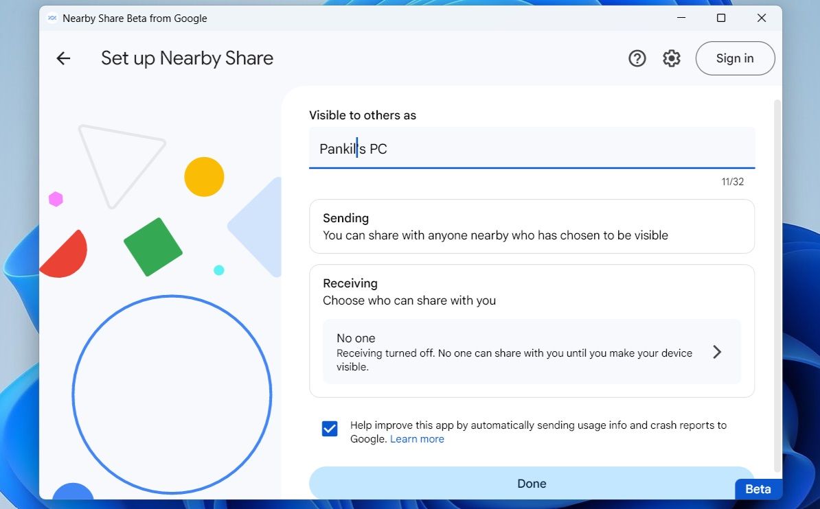 Set Up Google's Nearby Share App on Windows