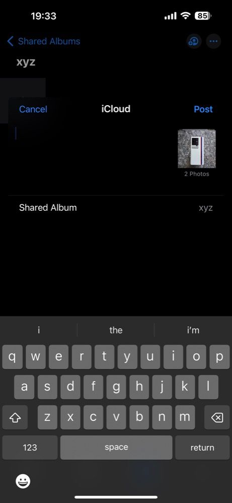 adding selected items to the new Shared Album