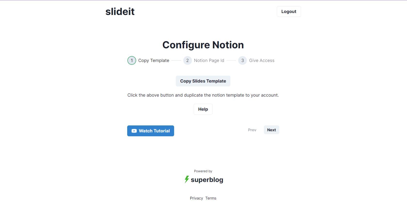 A step in a written tutorial on the SlideIt website