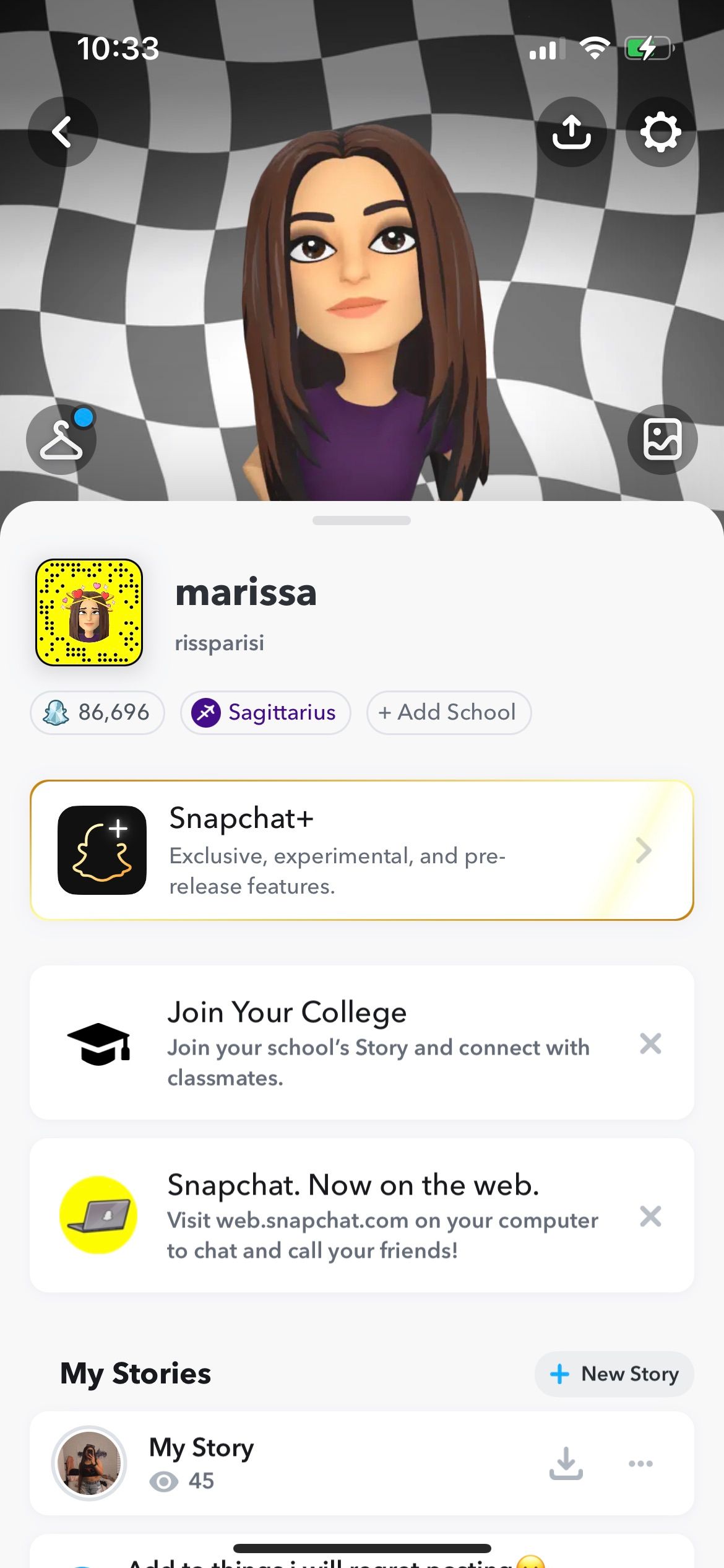 snapchat profile menu
