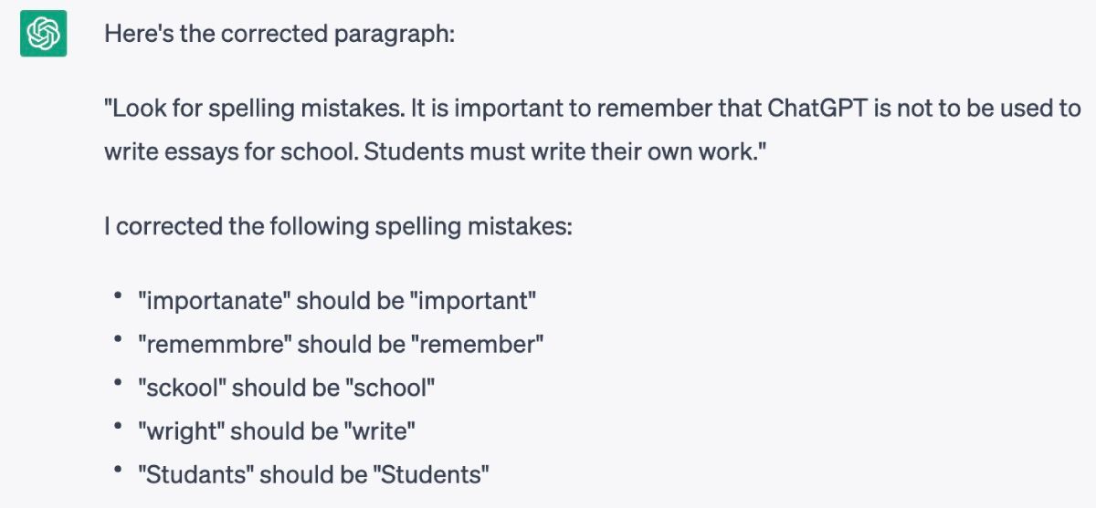 ChatGPT recommendations for what spelling errors to fix