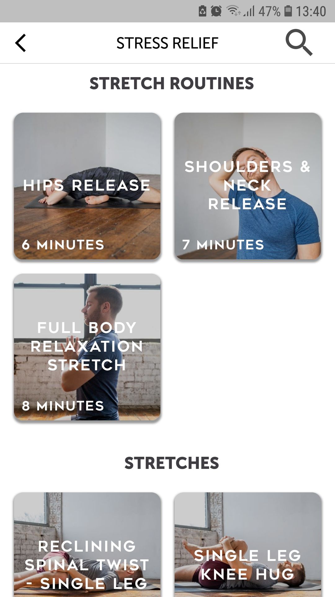Stretch stress relief routines