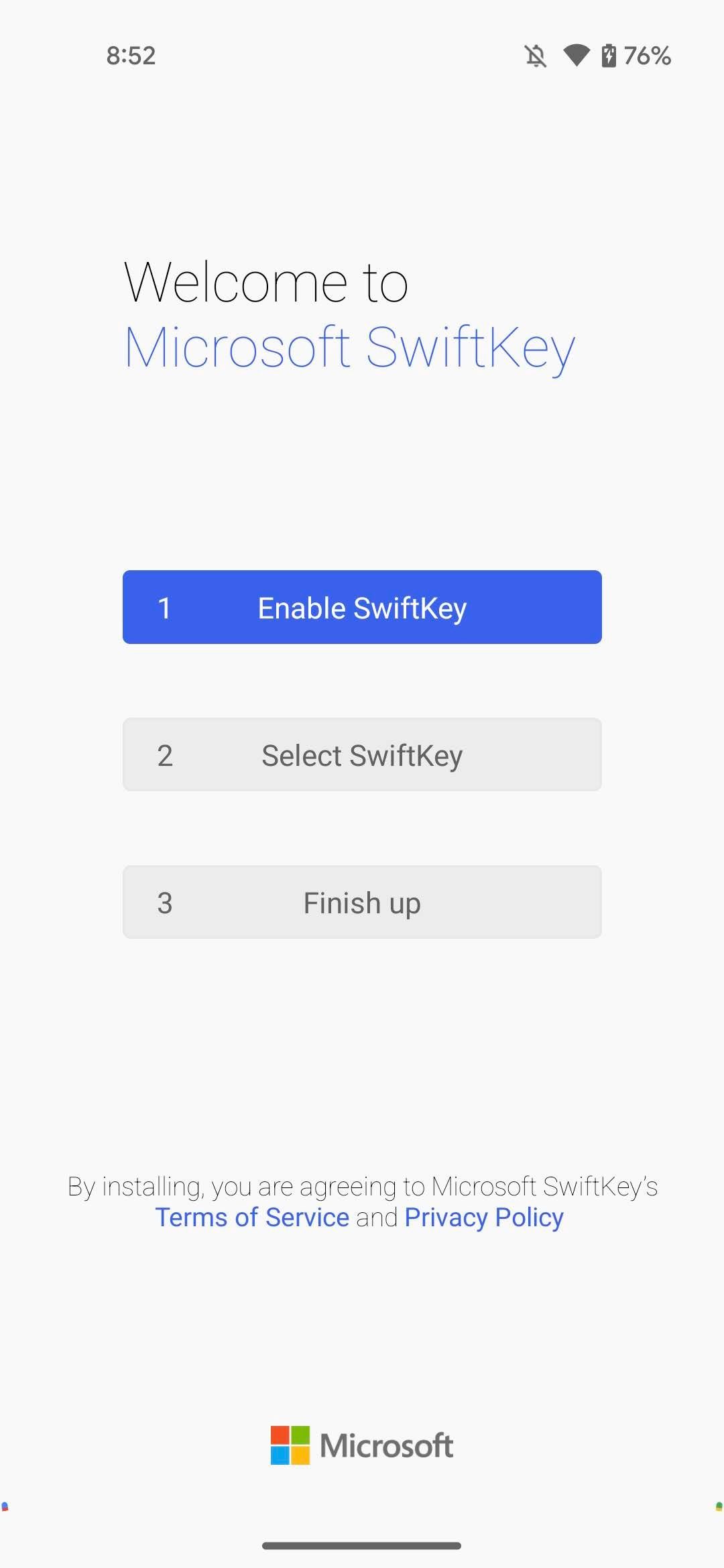 Mengaktifkan SwiftKey di perangkat Android