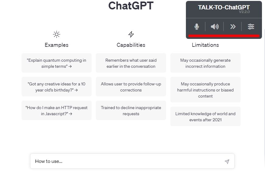extensia Chrome talk-to-chatgpt