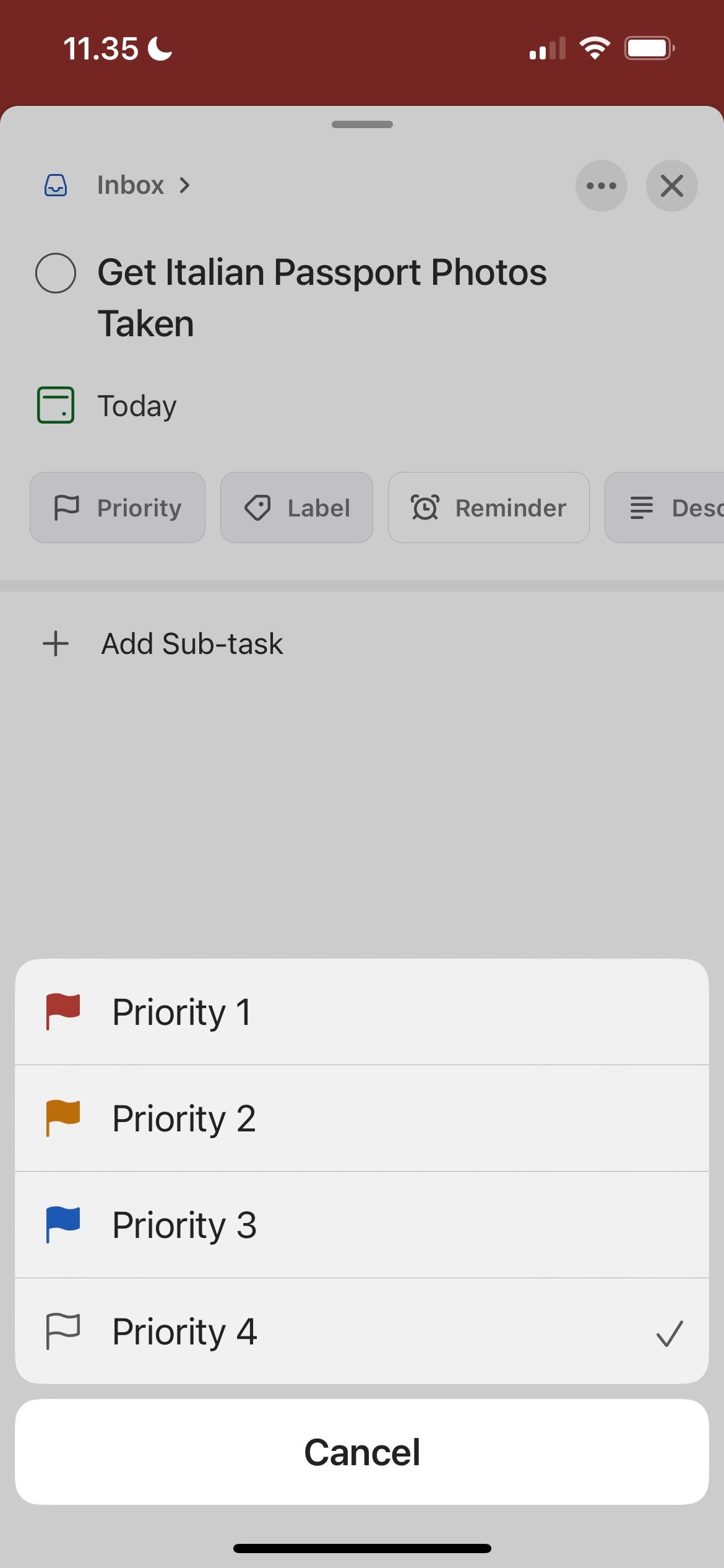 Task Prioritization Todoist Screenshot