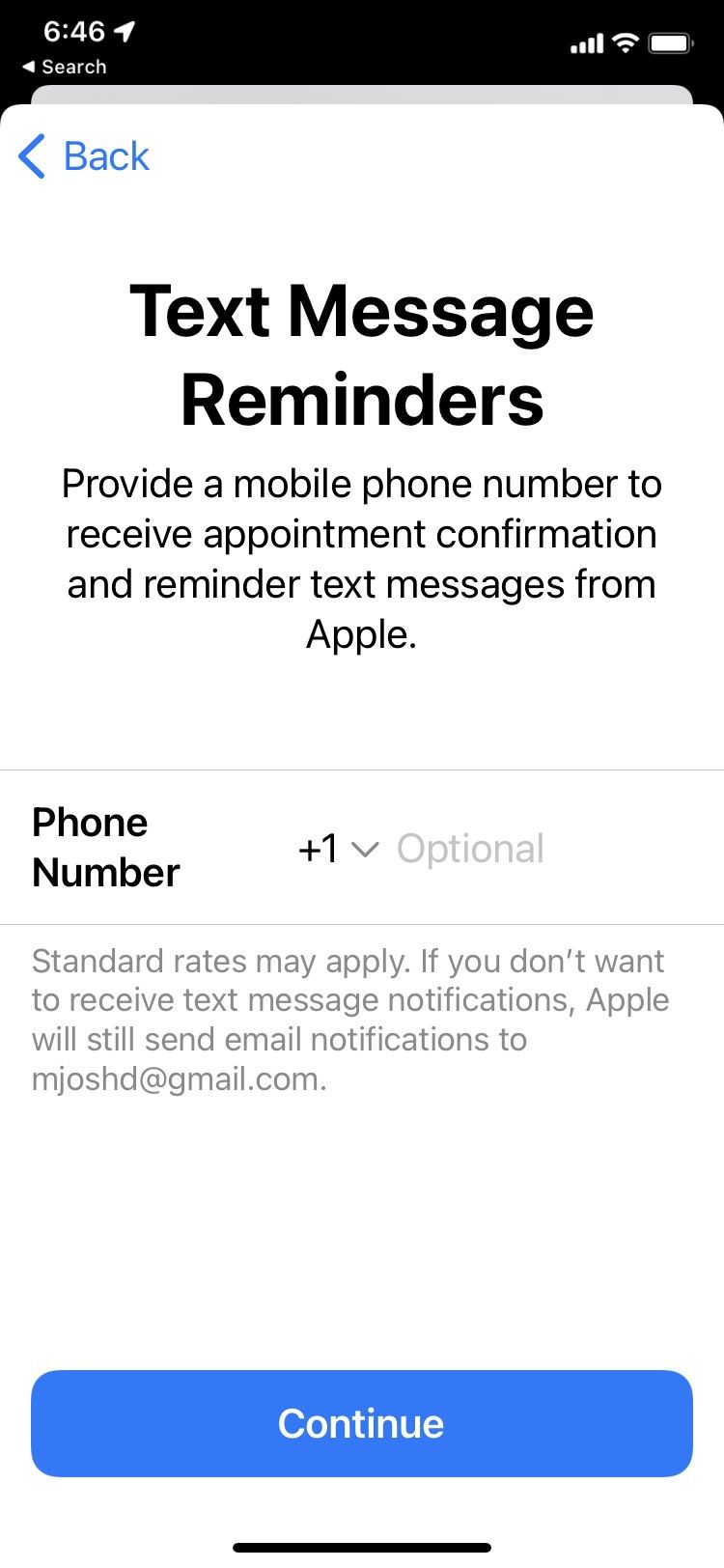 You can receive text reminders from the app about your Apple Support case