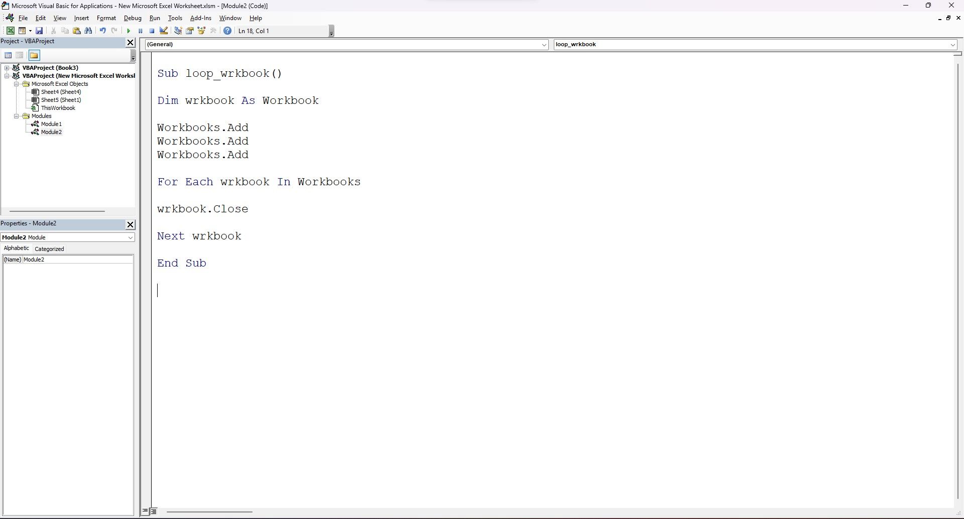 Cuplikan kode VBA di dalam editor