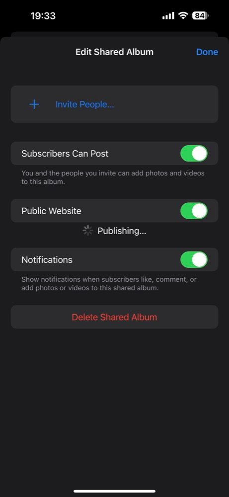 enabling Public Website feature on iPhone