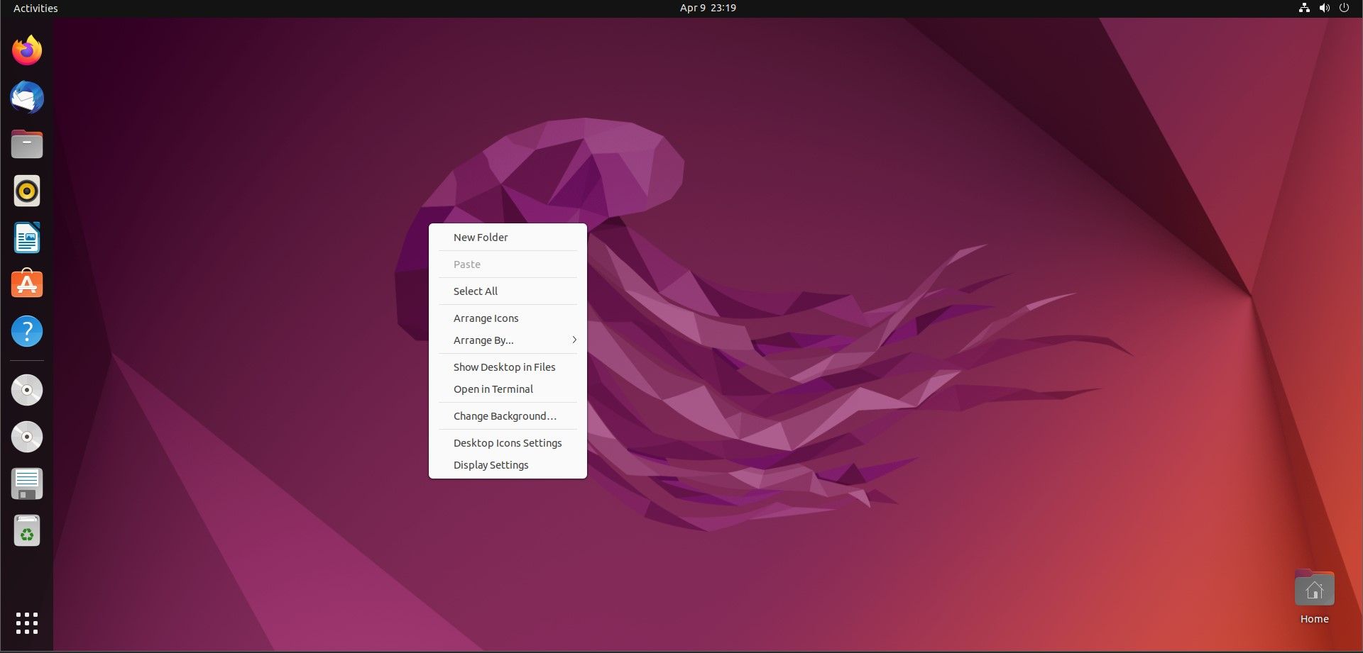 Antarmuka desktop Ubuntu dengan kotak dialog terbuka
