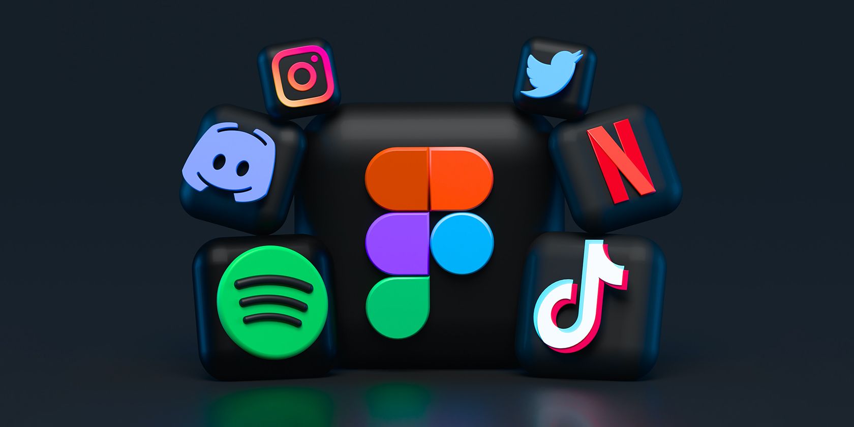 3D logos of some popular social media apps