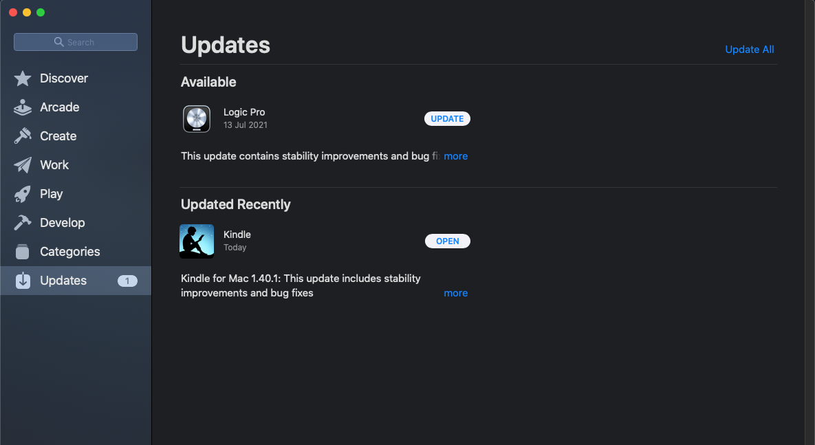 Bản cập nhật Logic Pro có sẵn trong App Store trên máy Mac