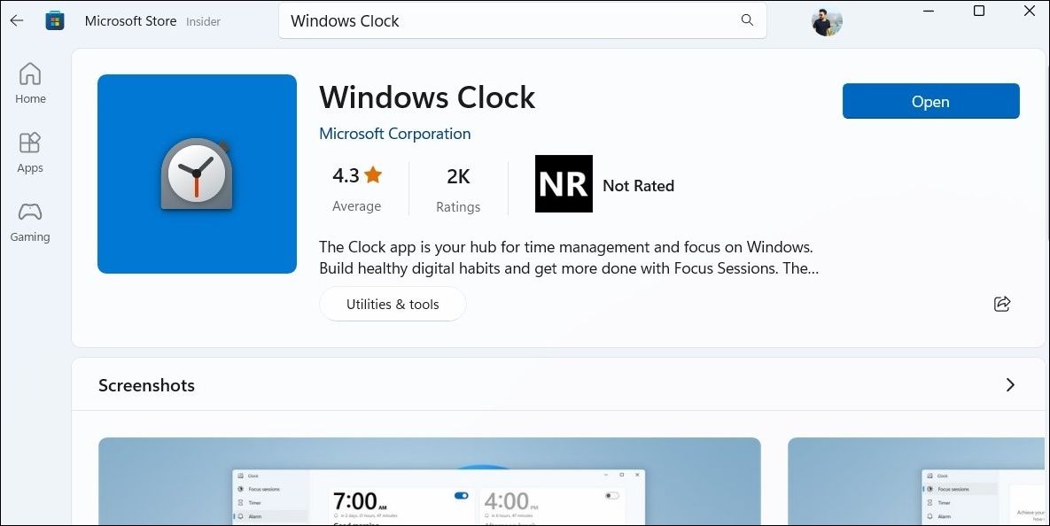 Update the Windows Clock App