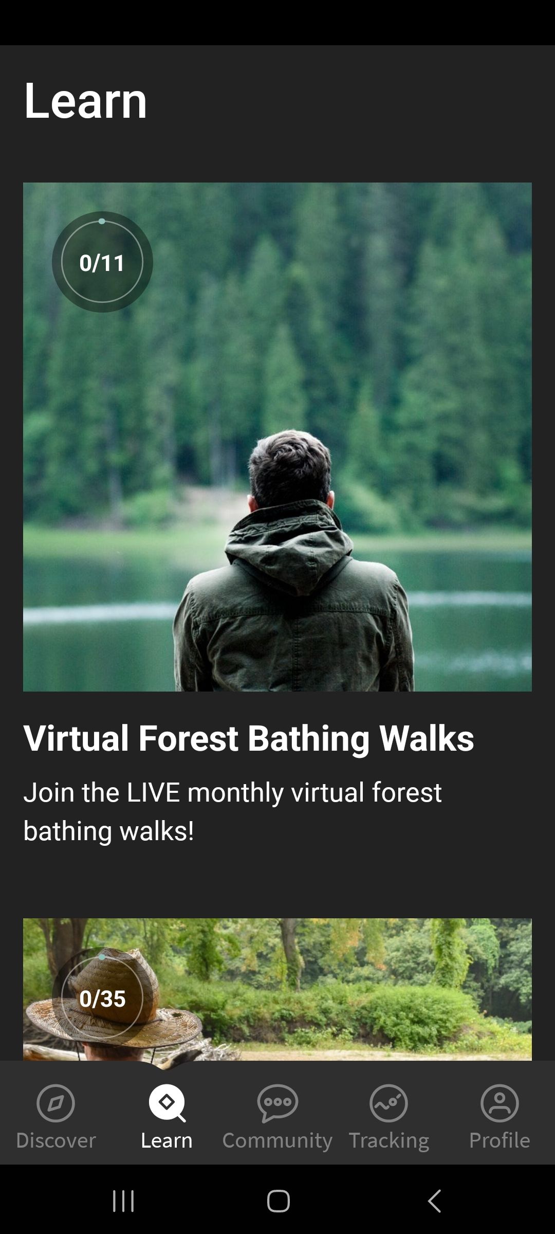 تب Virtual Forest Bathing Walk در اپلیکیشن Forest Bathing Life