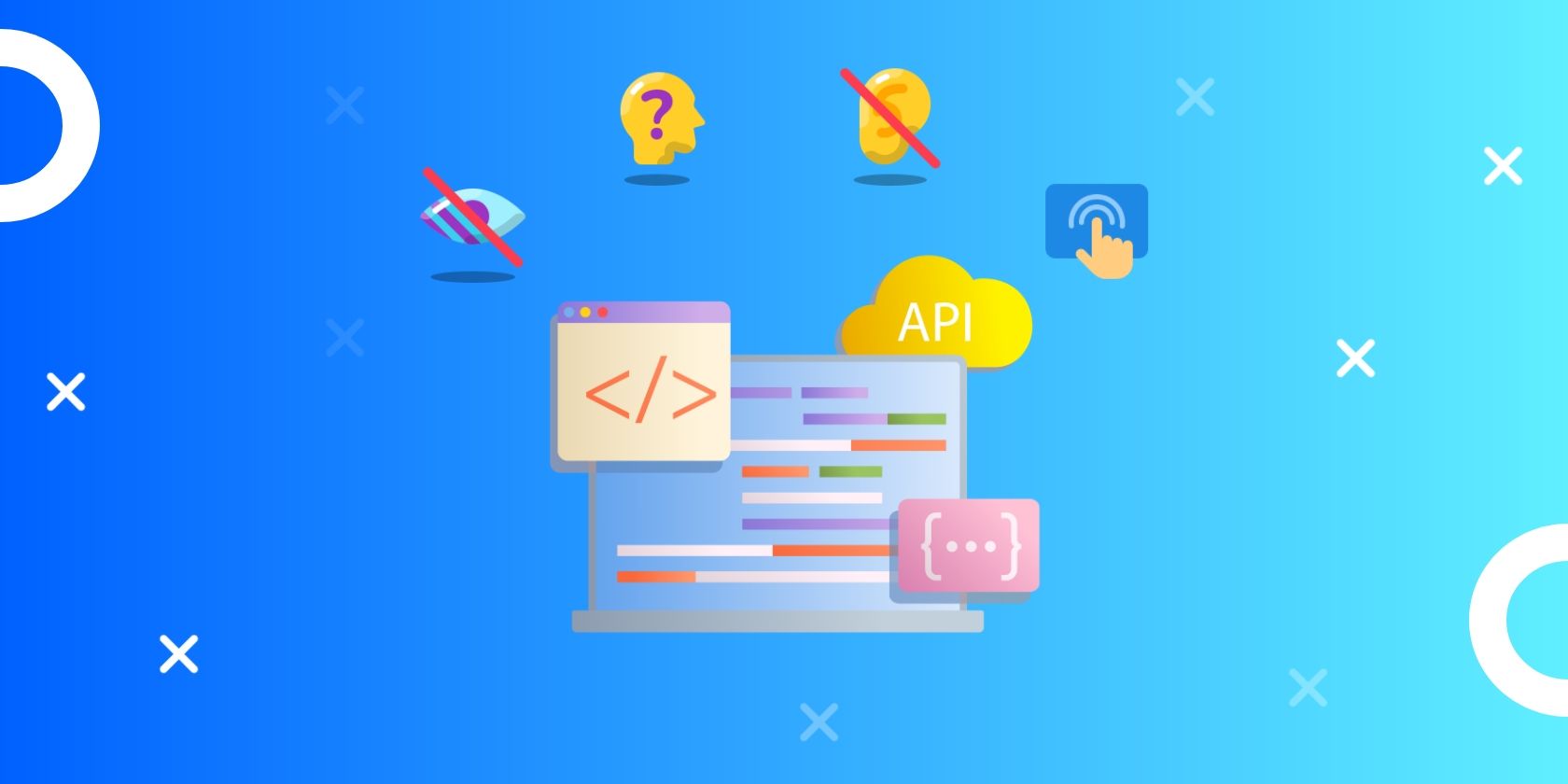 web accessibility icons with a vector image depicting programming