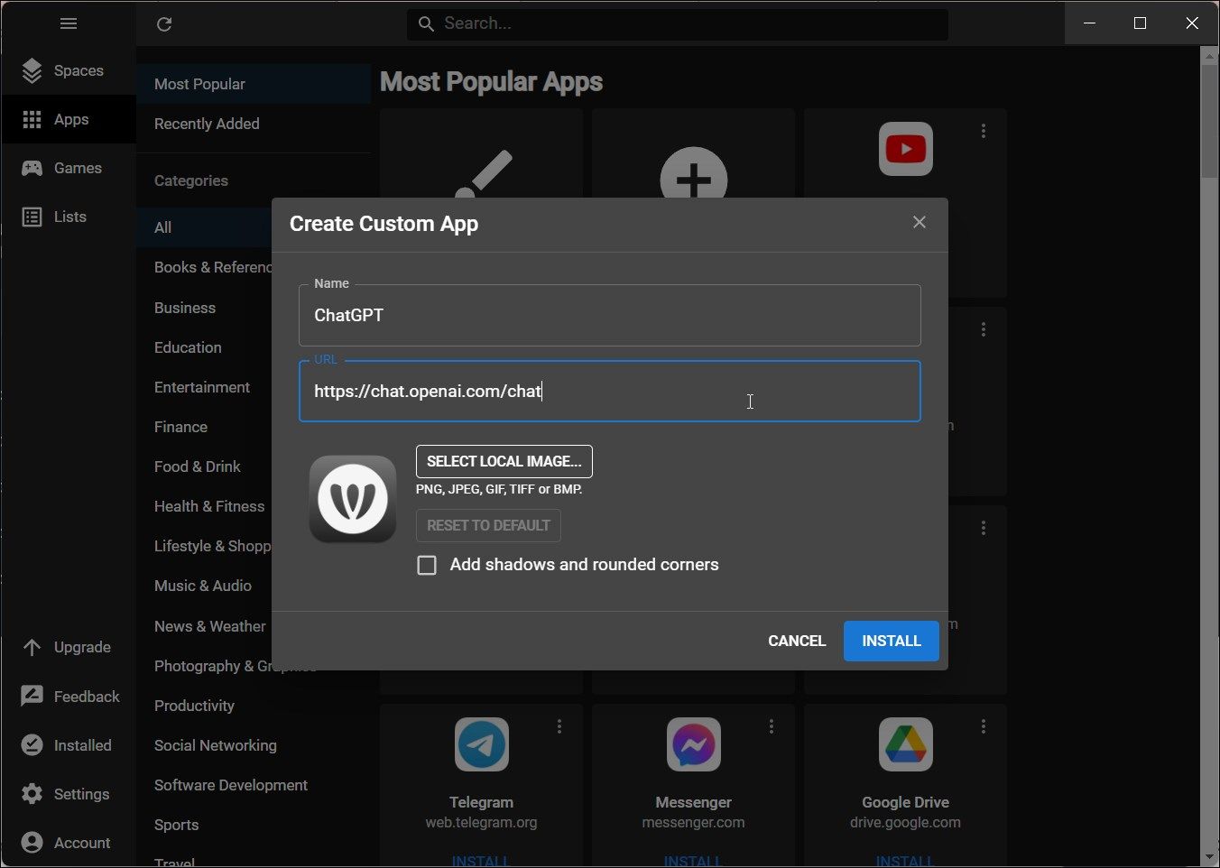 Wev Catalog Create A Custom Application