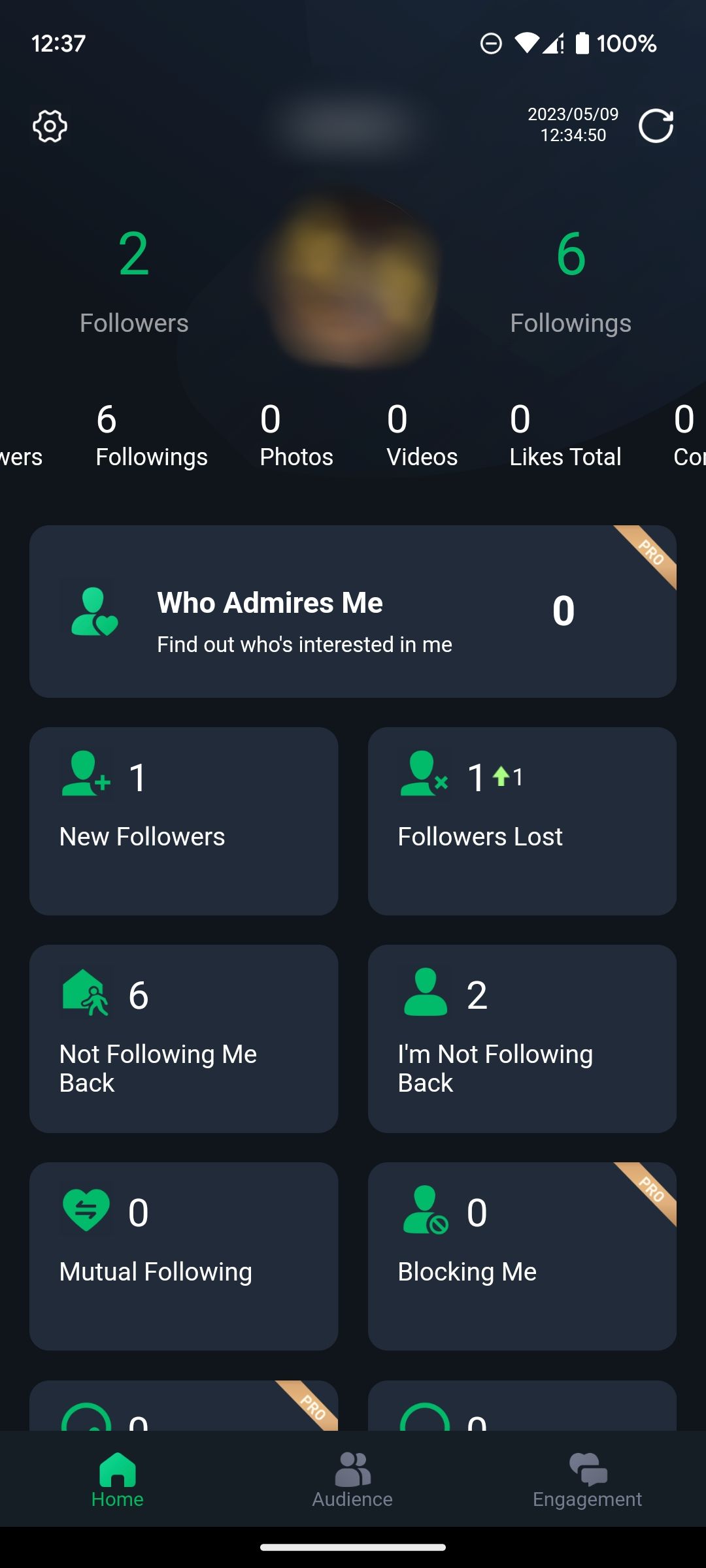 Followers - Tracker Insight app dashboard