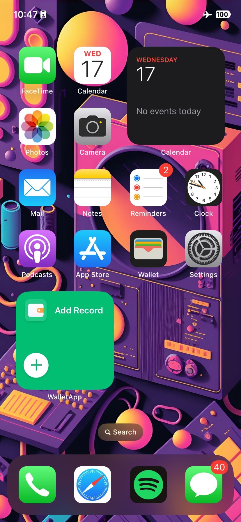 An iPhone's Home Screen in iOS 16