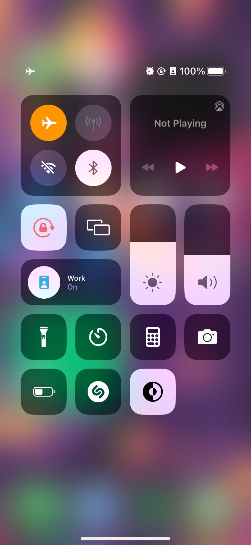 Control Center in iOS with Airplane Mode enabled