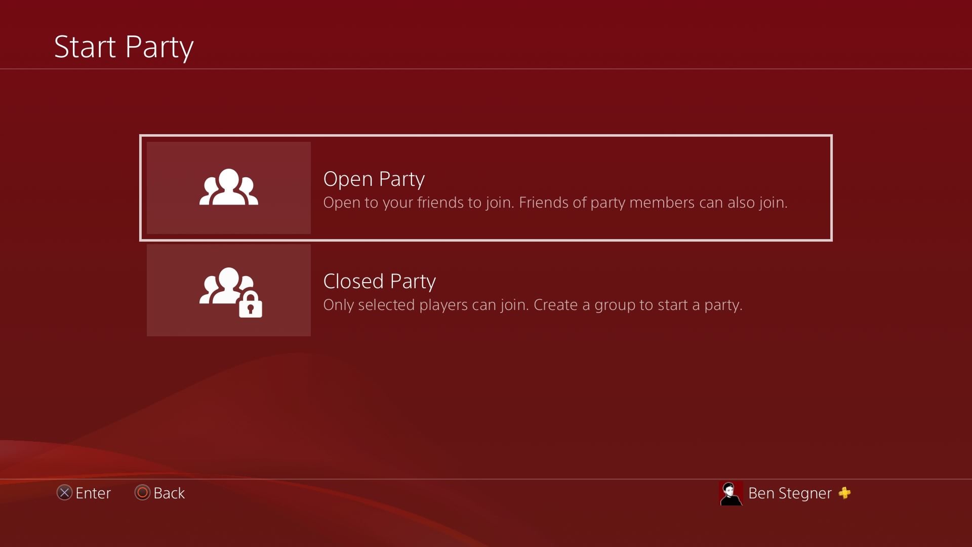 PS4 Open or Closed Party