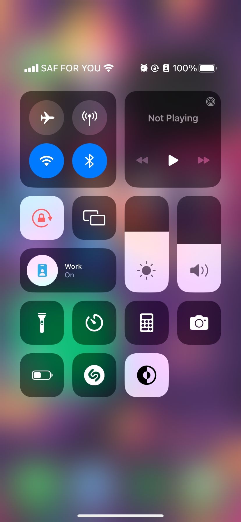 Control Center in iOS with Airplane Mode disabled