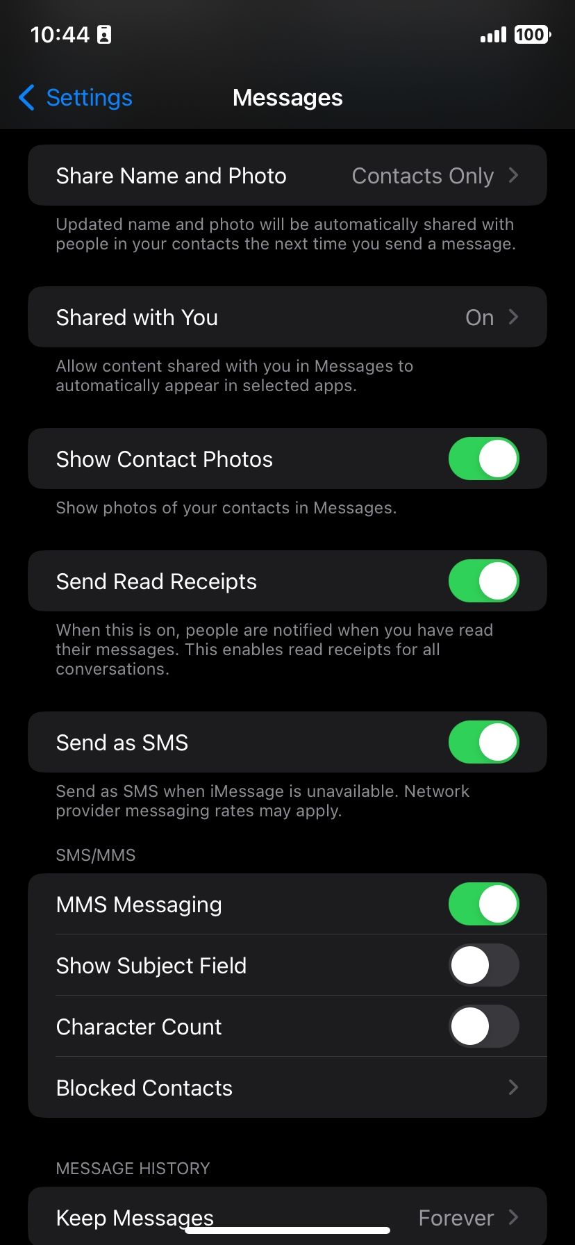 SMS and MMS enabled on iPhone