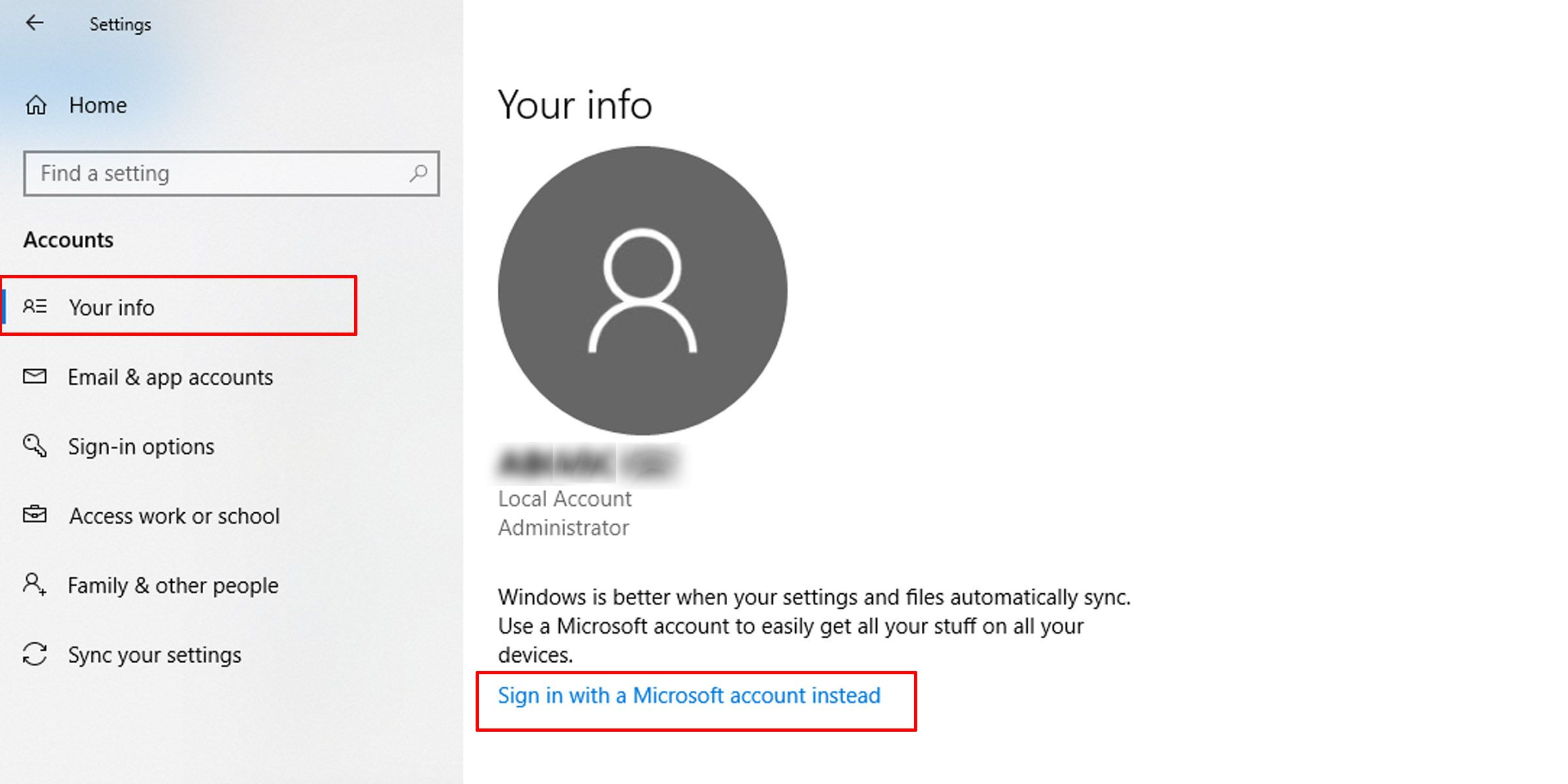 How to switch to your Microsoft account