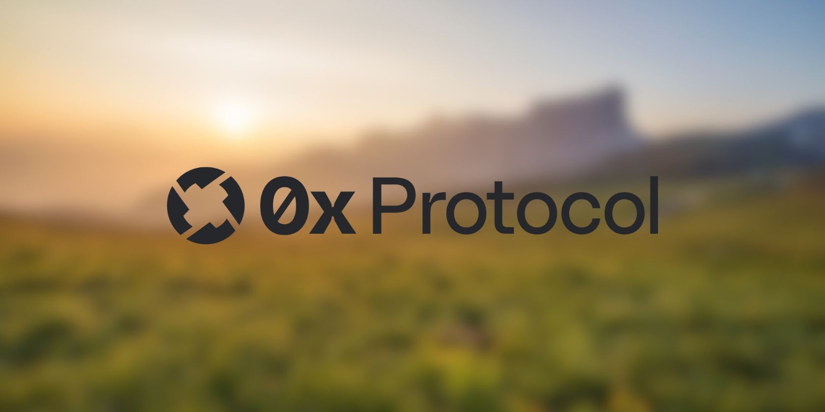 0x Protocol on a blurred landscape background