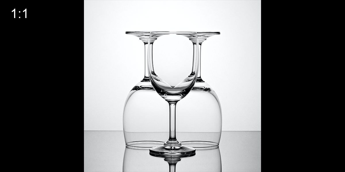 1:1 aspect ratio symmetrical wine glasses