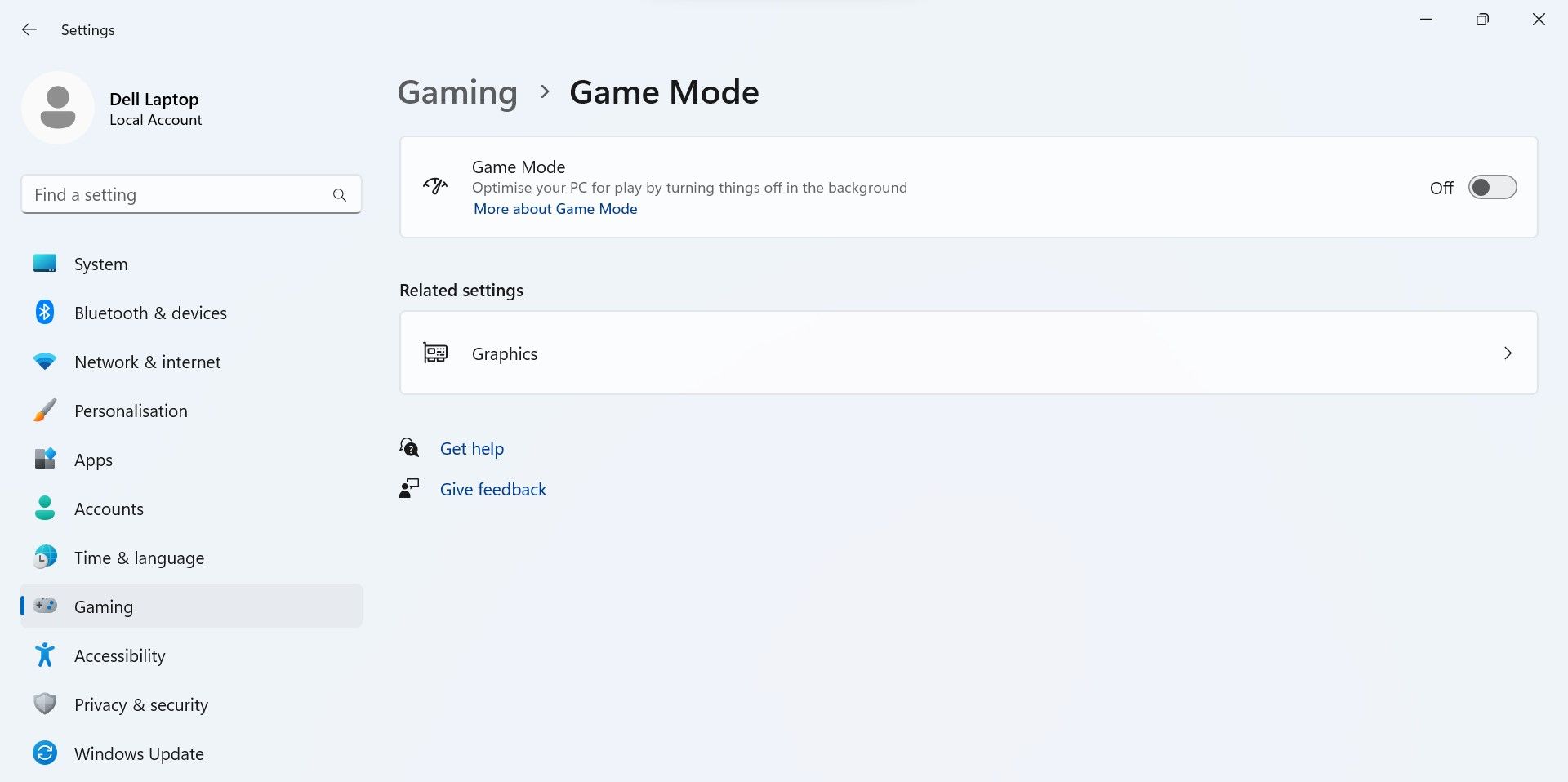 Turn Off the Game Mode From Game Mode Settings in Windows Settings App
