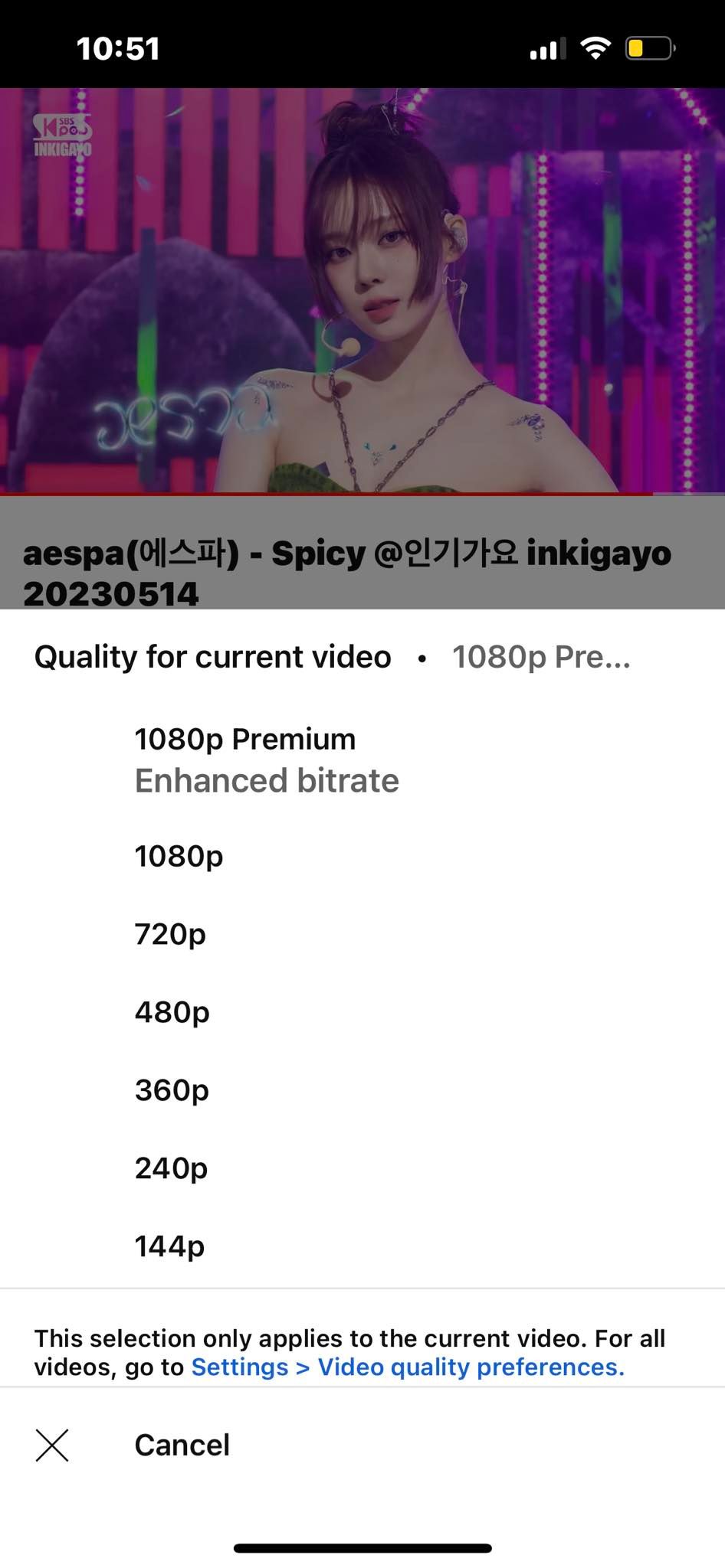 Memilih Opsi Premium 1080p Bitrate yang Disempurnakan di YouTube
