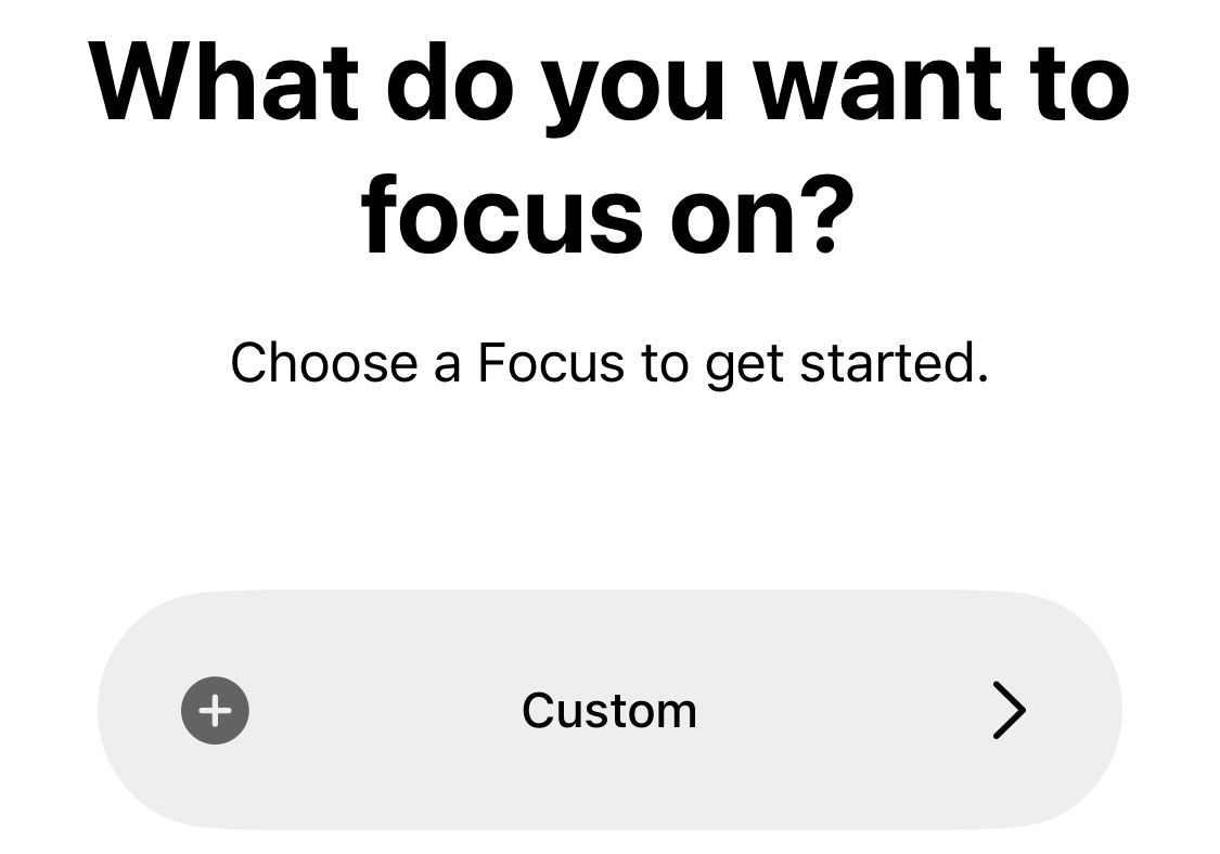 Custom Focus mode option in iPhone settings