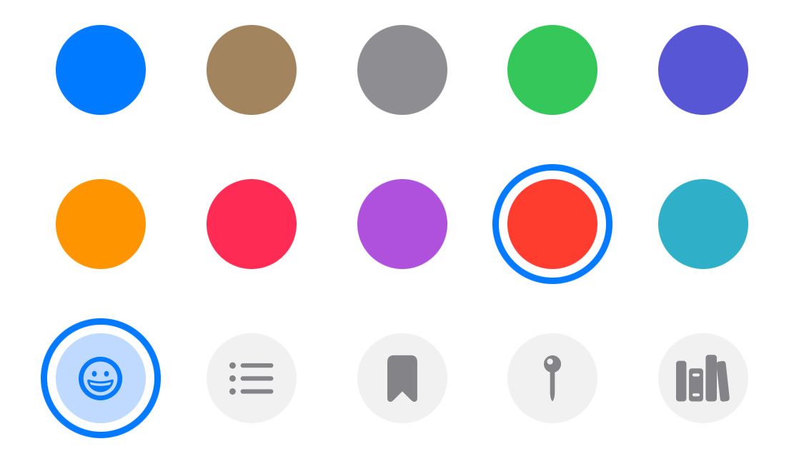 Color and icon selection for iPhone Focus mode