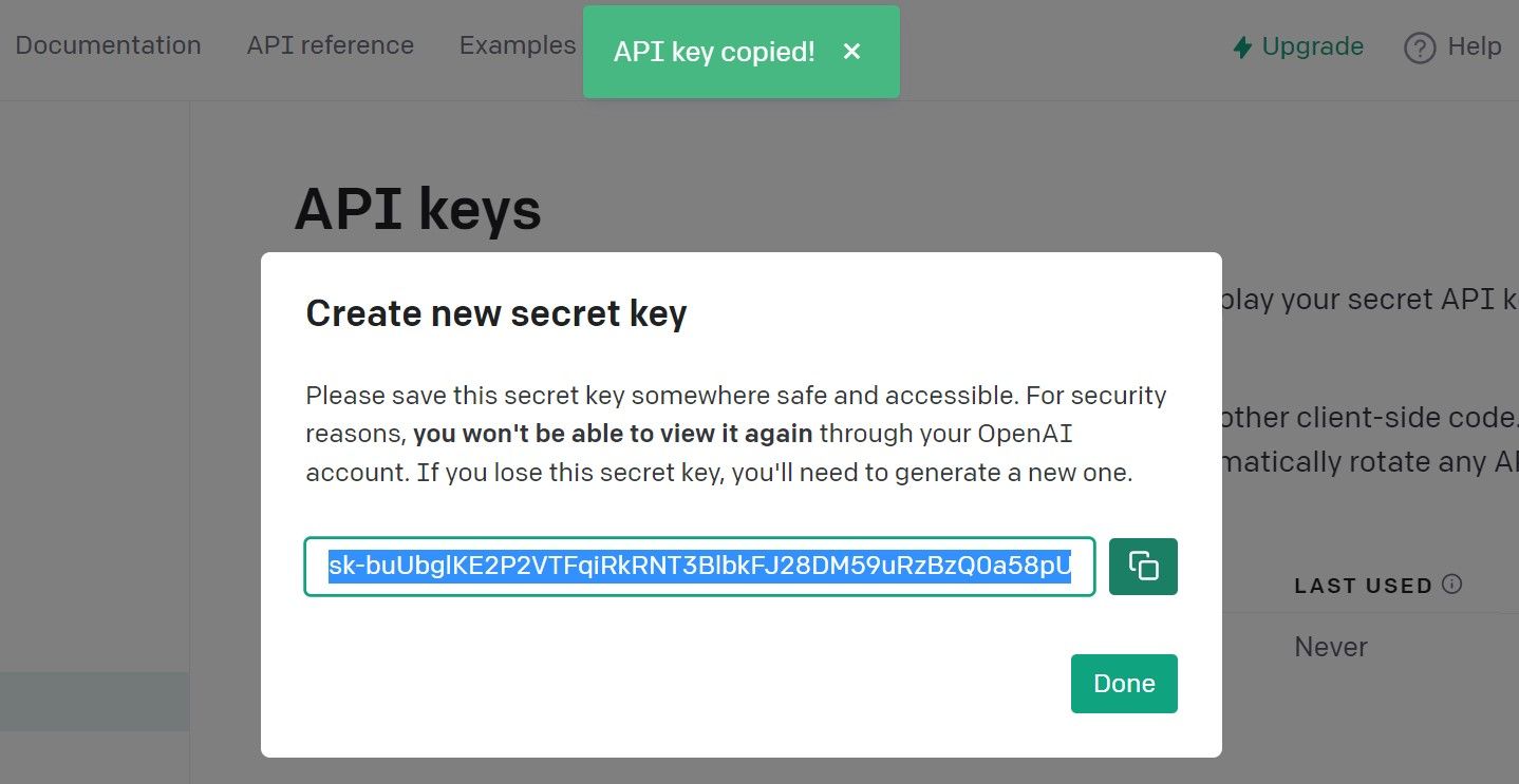 Creating OpenAI API key