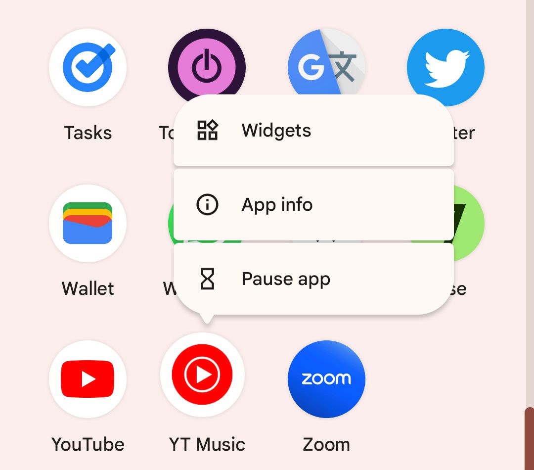 Tapping an app in the drawer on Android.
