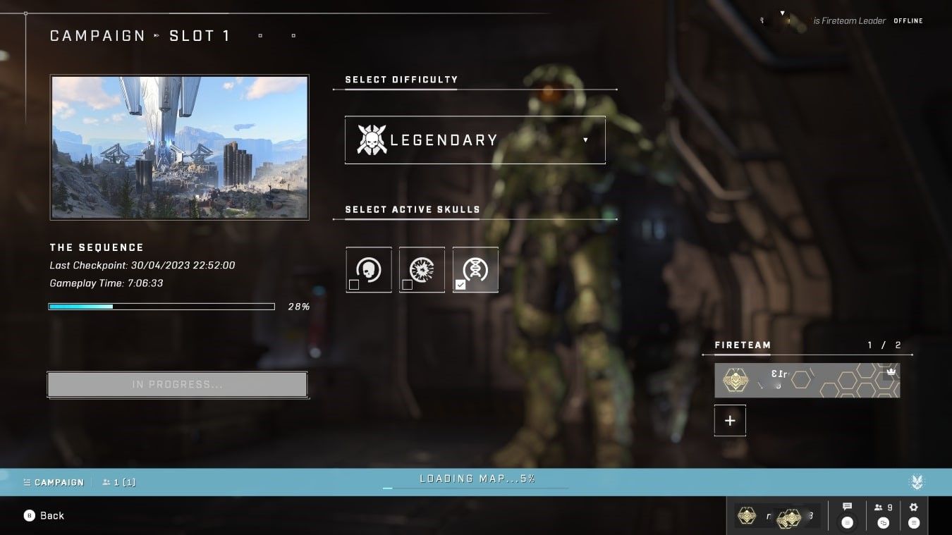 A screenshot of the Loading Map notification for the Campaign mode of Halo Infinite 