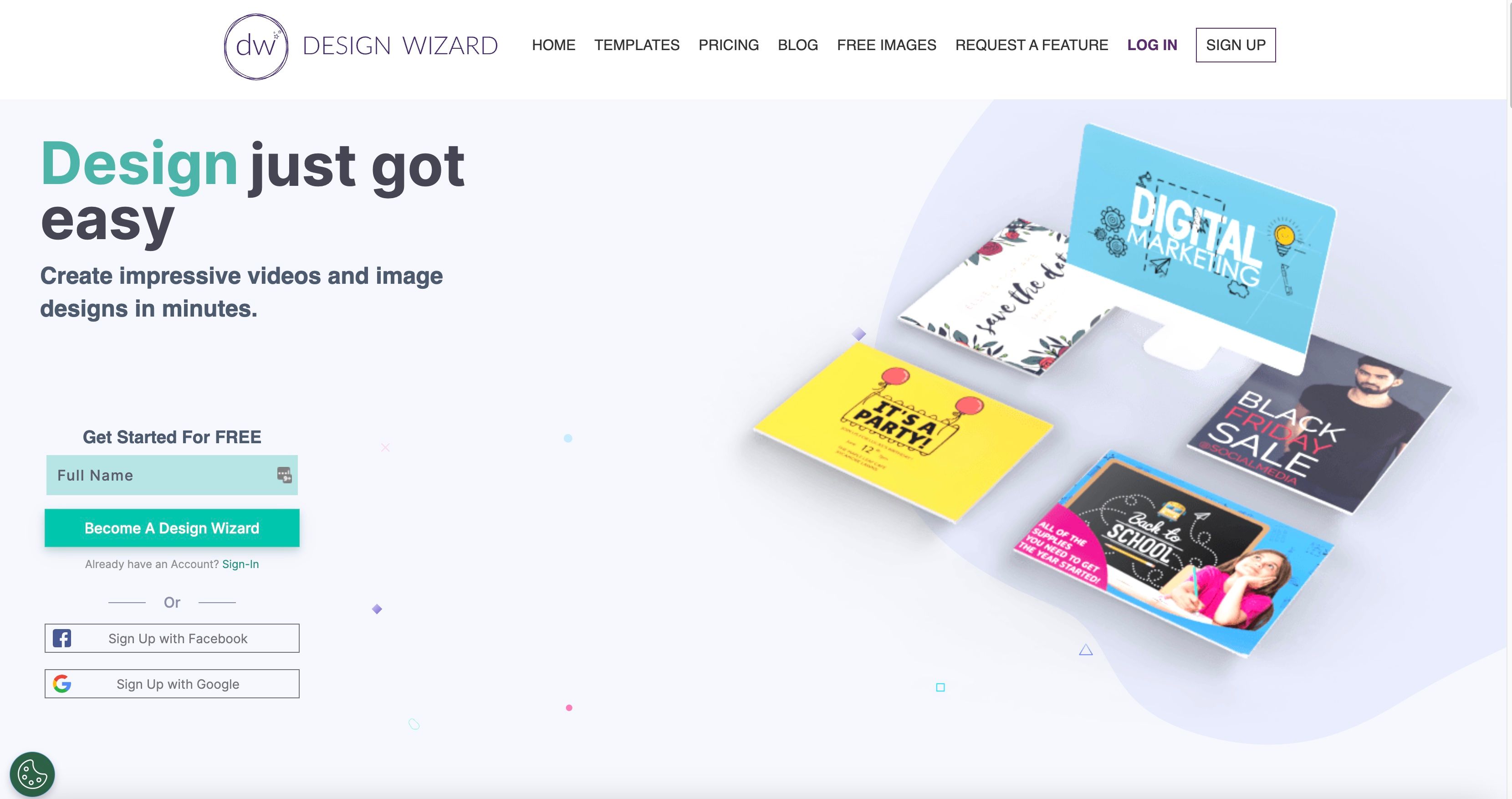 A screenshot of Design Wizard website